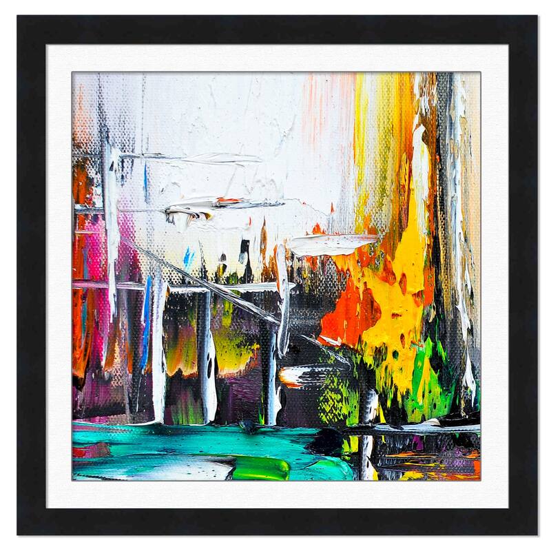 12x12 Frame with Mat - Black 15x15 Frame Wood Made to Display Print or Poster Measuring 12 x 12 Inches with White Photo Mat