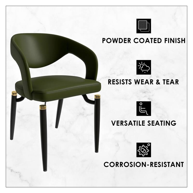 Entice Dining Chairs Upholstered Leather with Iron Legs Modern Accent Arm Chairs