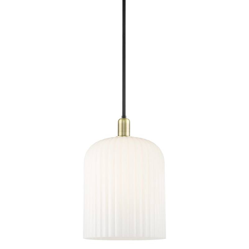 Innovations Lighting 716-3S-18-12 Bridal Veil Pendant Bridal Veil 3 - Black Antique Brass / Gloss White