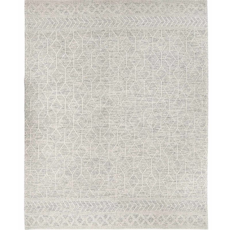 Hauteloom Carolina Wool Living Room, Bedroom Area Rug - Black, White - 10' x 14' - 12' x 15' - Black, White / Carolina