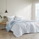 preview thumbnail 4 of 13, N Natori Brush Stroke Blue 4 Piece Oversized Reversible Seersucker Comforter Set