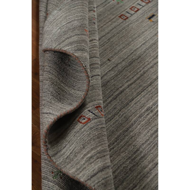 Hand Knotted Oriental 100% Wool Carpet Tribal Animal Pictorial Greys & Charcoal Gabbeh Area Rug - 7' 9'' X 5' 1''