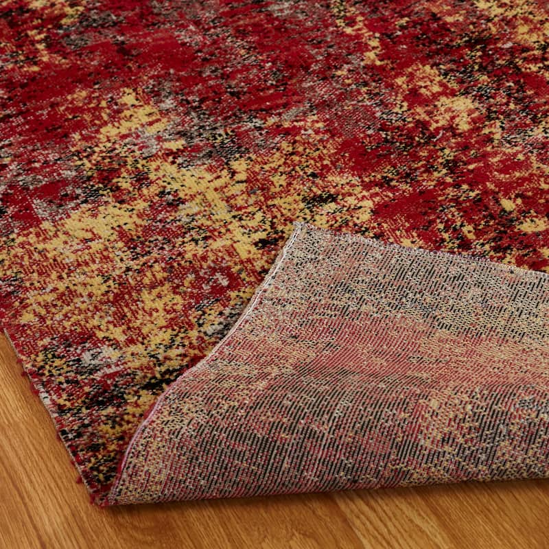 Porch & Den Pomeroy Red/Gold Abstract Indoor/Outdoor Area Rug