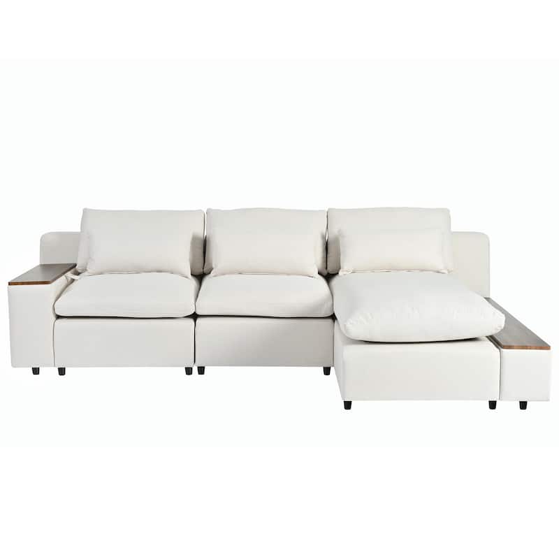 109.8'' L-Shaped 3-Seat Modular Sectional Sofa with Removable Cushions and Two Storage Compartments for Living Areas
