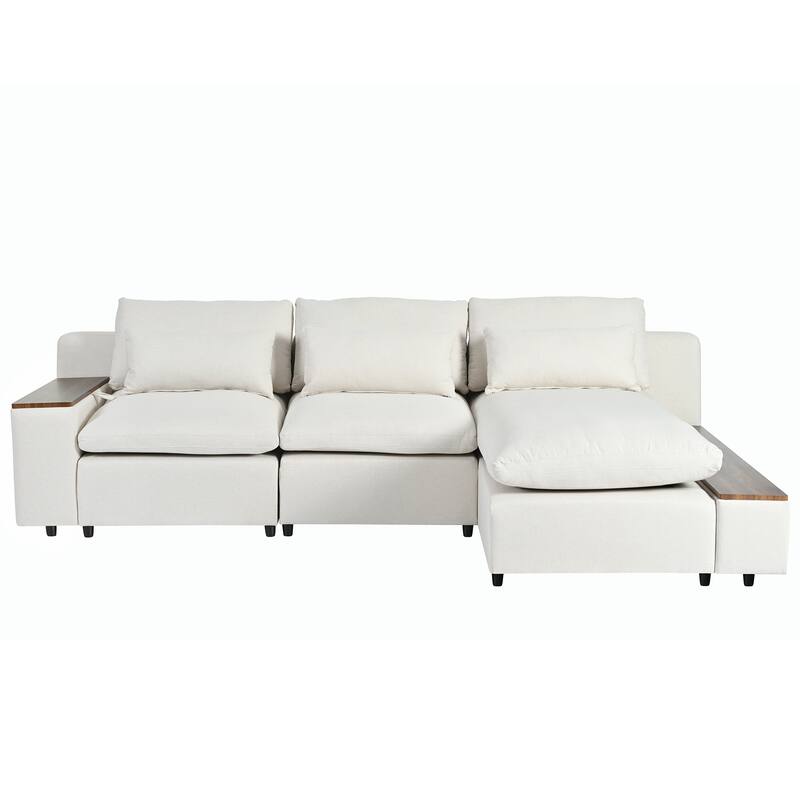 3-Seat Sofa with Storage, Modern Couch with Removable Cushions and Breathable Fabric