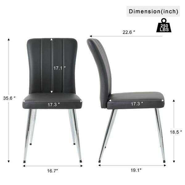 Set of 4 PU Upholstered Dining Chair with Electroplated Metal Legs ...