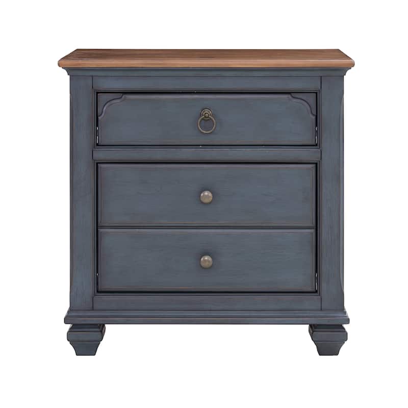 Bridgevine Home Americana Nightstand, No Assembly Required, Corduroy Blue Finish