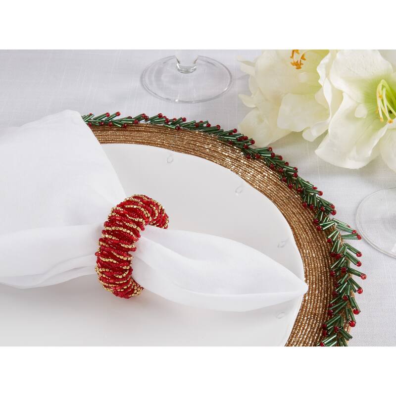 Napkin Rings With Beaded Design (Set of 4)