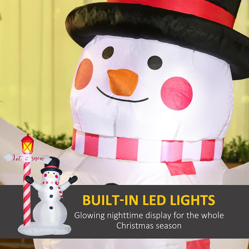 HOMCOM 7ft Christmas Inflatables Decorations Snowman with Street Light, Blow-Up Outdoor LED