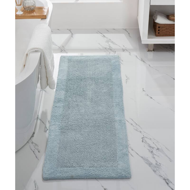 Better Trends Bath Rugs 100% Cotton Soft Water Absorbent Chenille Bathroom Rug for Shower, Sink Mats Edge Collection - 20" x 60" Runner - Blue