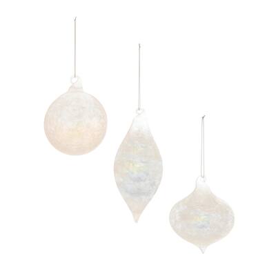 Iridescent Cloudy Glass Christmas Ornaments - 5.5" - Gray - 6ct