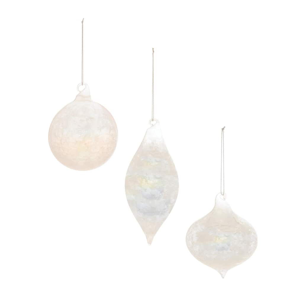 Iridescent Cloudy Glass Christmas Ornaments - 5.5" - Gray - 6ct