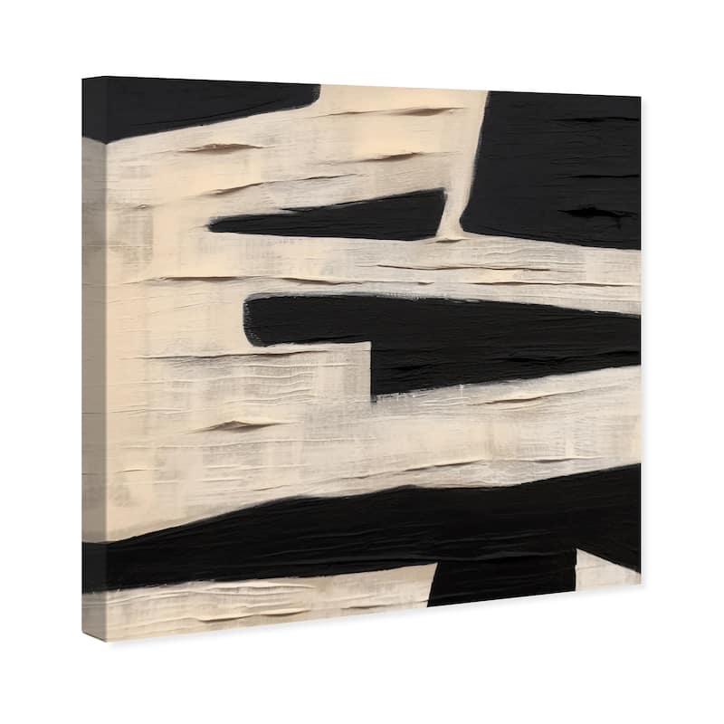 Wynwood Studio Canvas Abstract Solid Wood Black and Vanilla Modern & Contemporary Wall Art Canvas Print