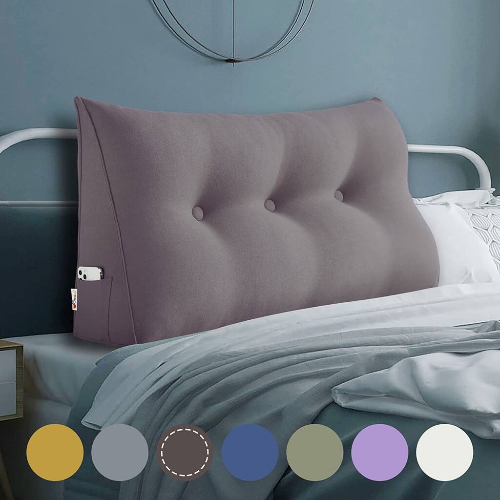 WOWMAX Dorm Bed Reading Wedge Headboard Pillow Back to College Brown