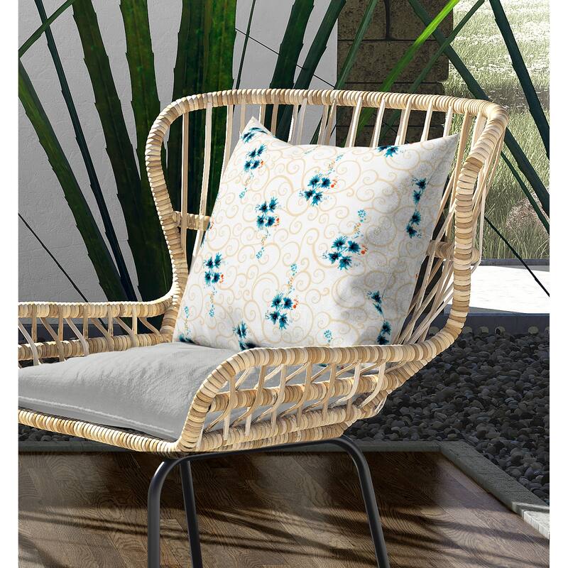 Orchid Artistry Indoor/Outdoor Reversible Throw Pillow White and Beige