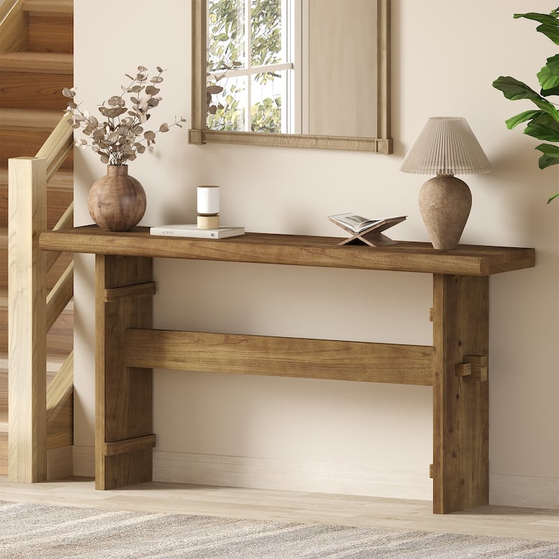 63-Inch Solid Wood Console Table for Entryway