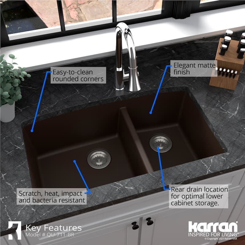 Karran Undermount Quartz Double Bowl Kitchen Sink