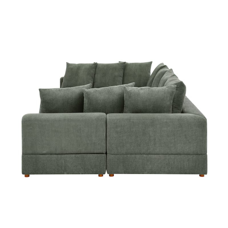 Haven 6 Piece Modular Corduroy Sectional Sofa Fabric Upholstery