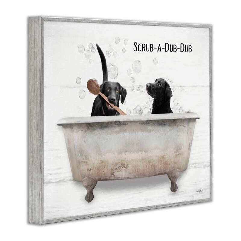 Stupell Scrub a Dub Dub Quote Family Pet Dog Bath Framed Giclee Texturized Art by Lori Deiter