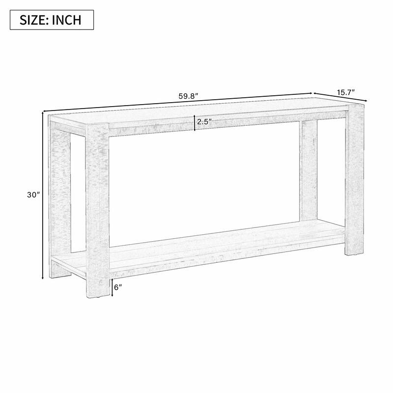 Minimalist Console Table with Bottom Shelf and Four Legs
