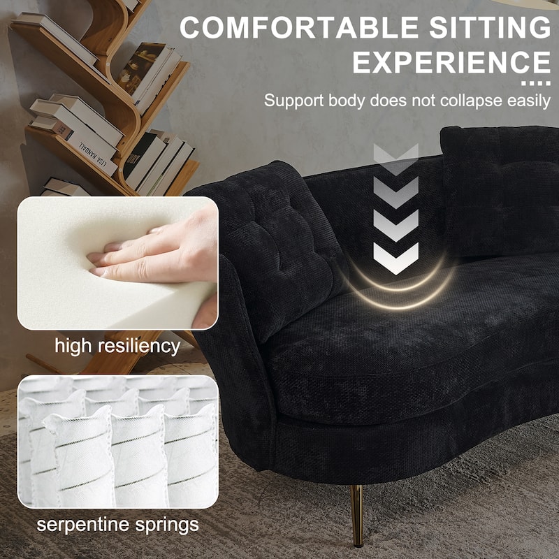 Polyester Loveseat Upholstered Sofa With Gold Metal Legs