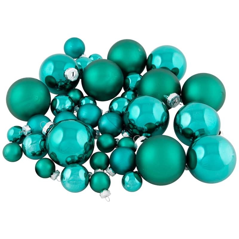 Shiny and Matte Multiple Size Glass Ball Christmas Ornaments - 2.5" - Green - 40ct