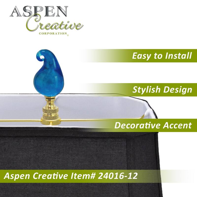 Aspen Creative 1 Pack Blue Glass Lamp Finial in Solid Brass Finish, 2 1/2" Tall - BLUE & WHITE - BLUE & WHITE
