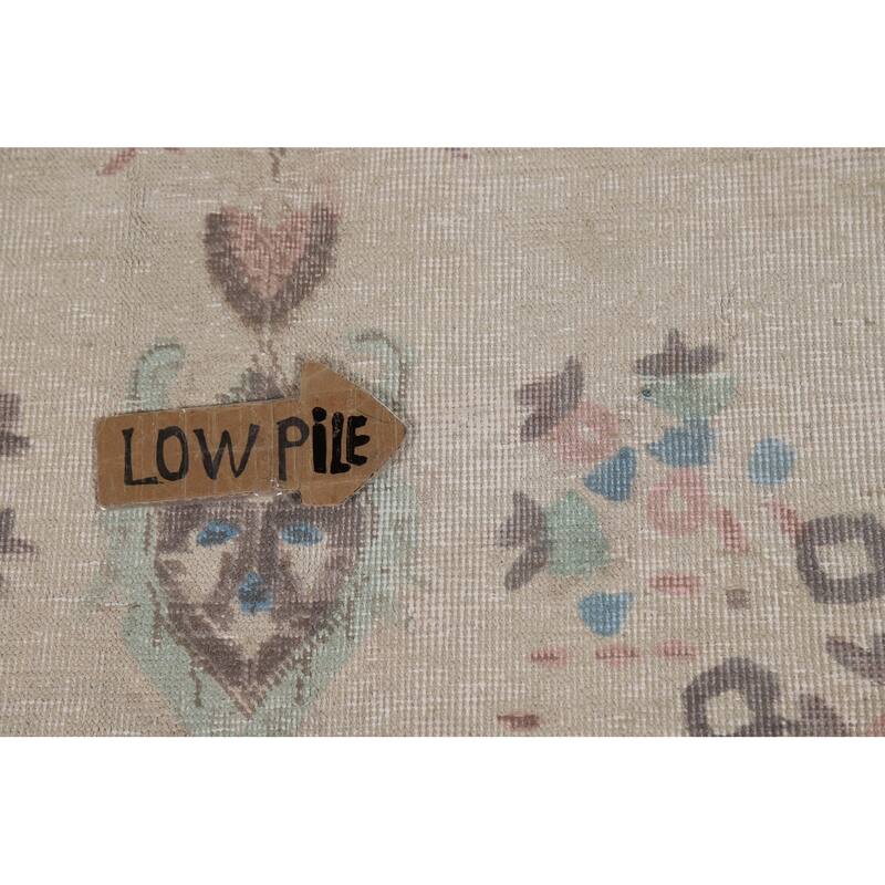 Floral Tabriz Persian Rug Hand-Knotted Traditional Beige Wool Carpet - 6'8"x 10'0"
