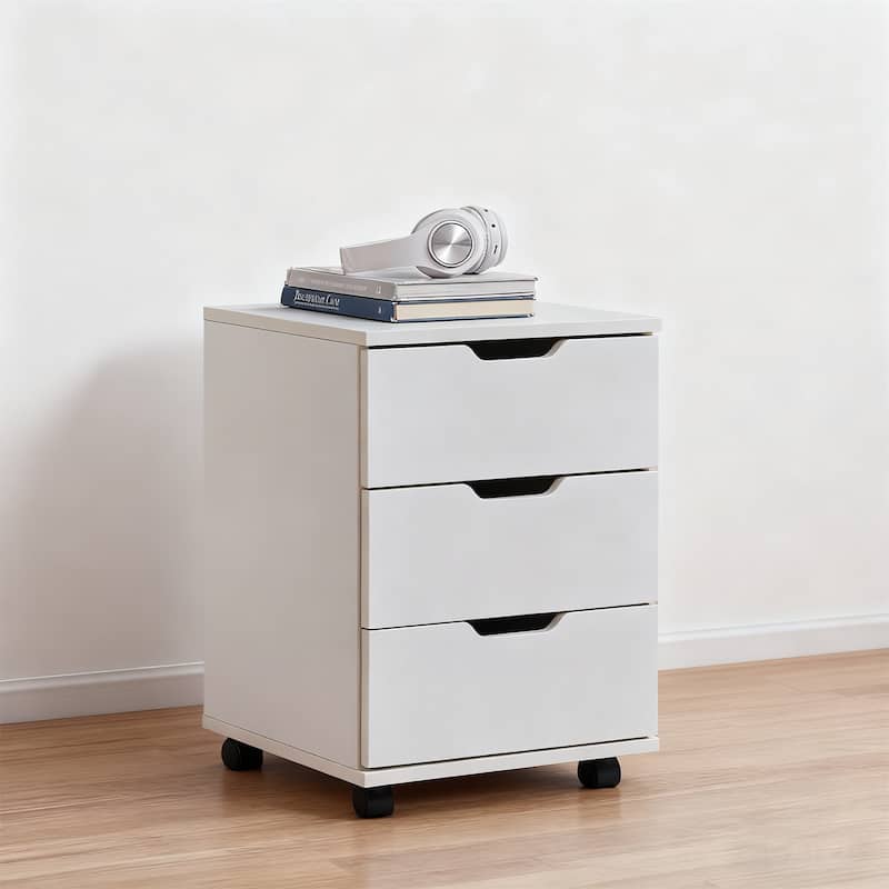 Fully Assembled 3-Drawer Rolling File Cabinet - White