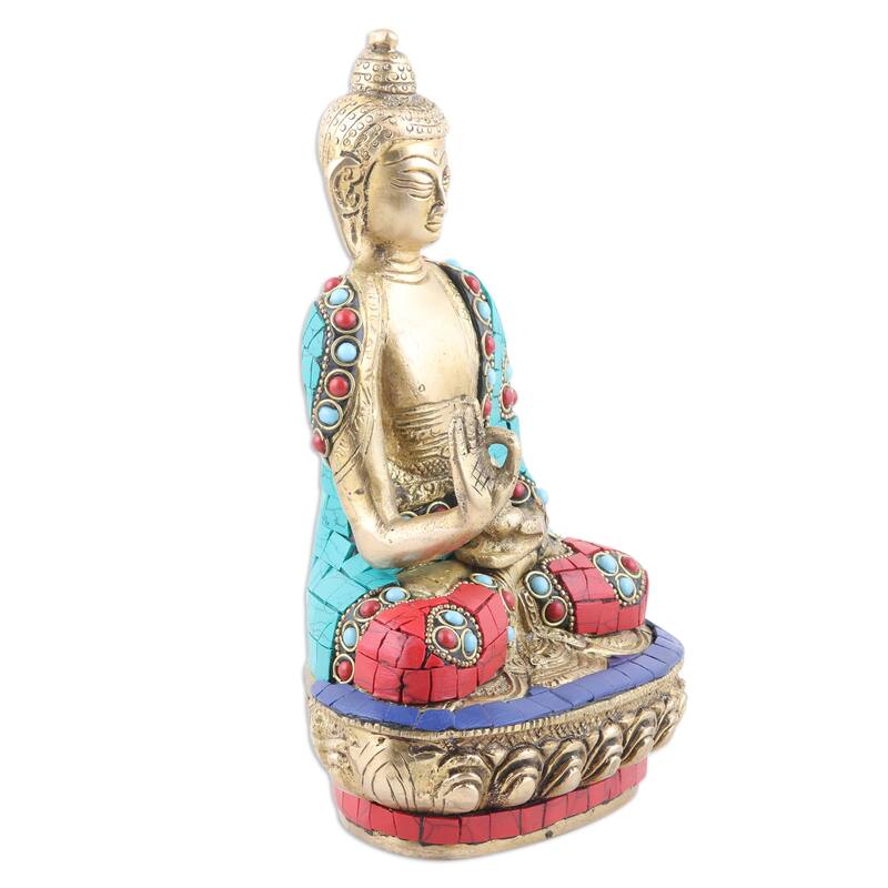 Novica Handmade Spiritual Wealth Beaded Brass Sculpture (Medium)