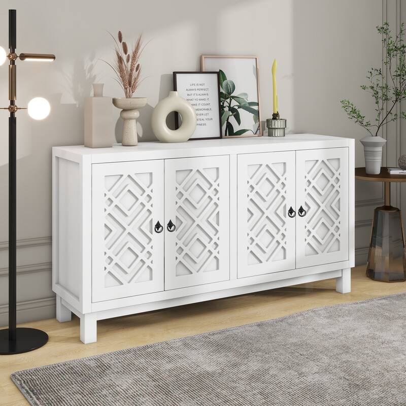Nestfair 4 Door Buffet Cabinet Sideboard with Pull Ring Handles
