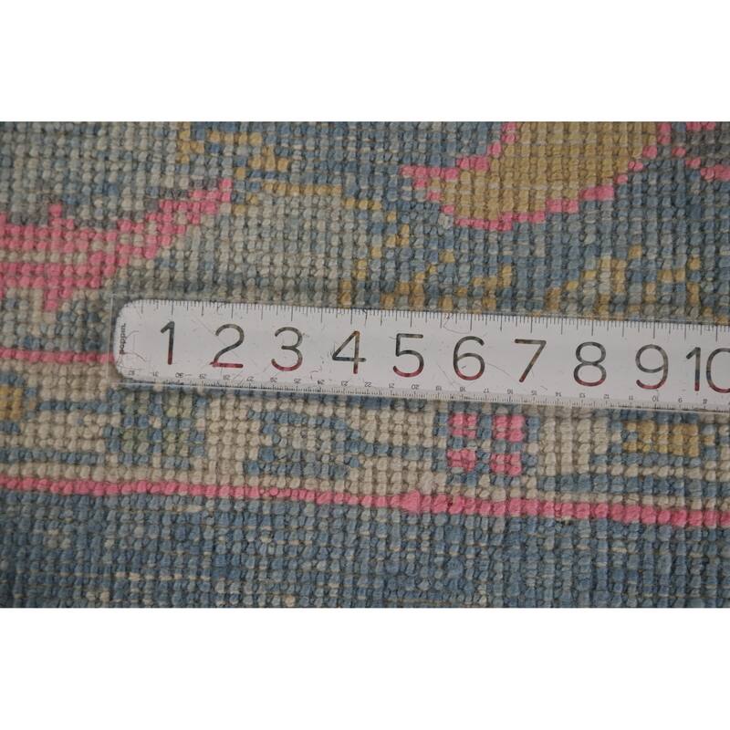 Hand Knotted Oriental 100% Wool Carpet Transitional All-Over Navy Blue & Blues Oushak Area Rug - 14' 0'' X 10' 1''