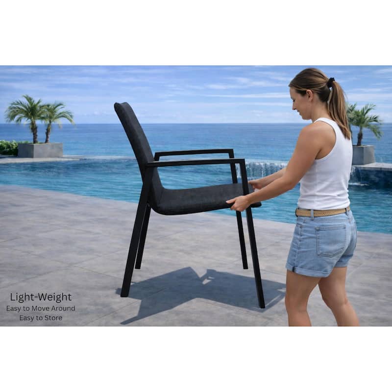 Dekota Dark Grey 13-Piece Aluminum Outdoor Dining Set with Sling Set in Midnight Grey - N/A