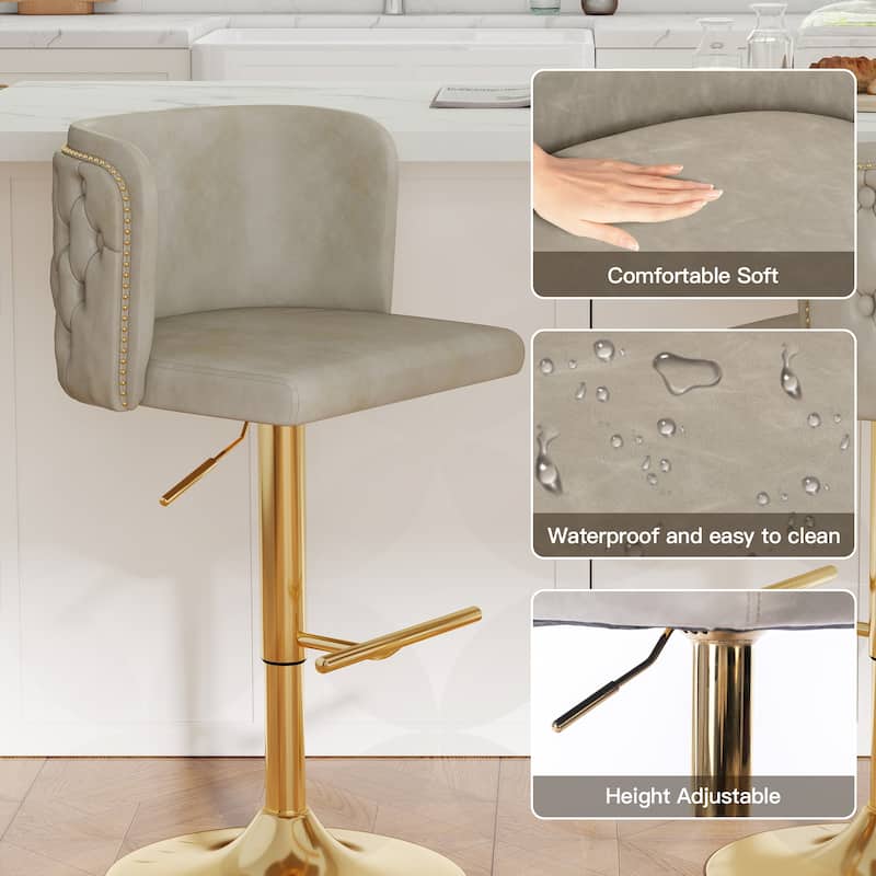 Swivel Bar Stools Set of 2, Modern PU Bar Stools with Backs - Counter Height