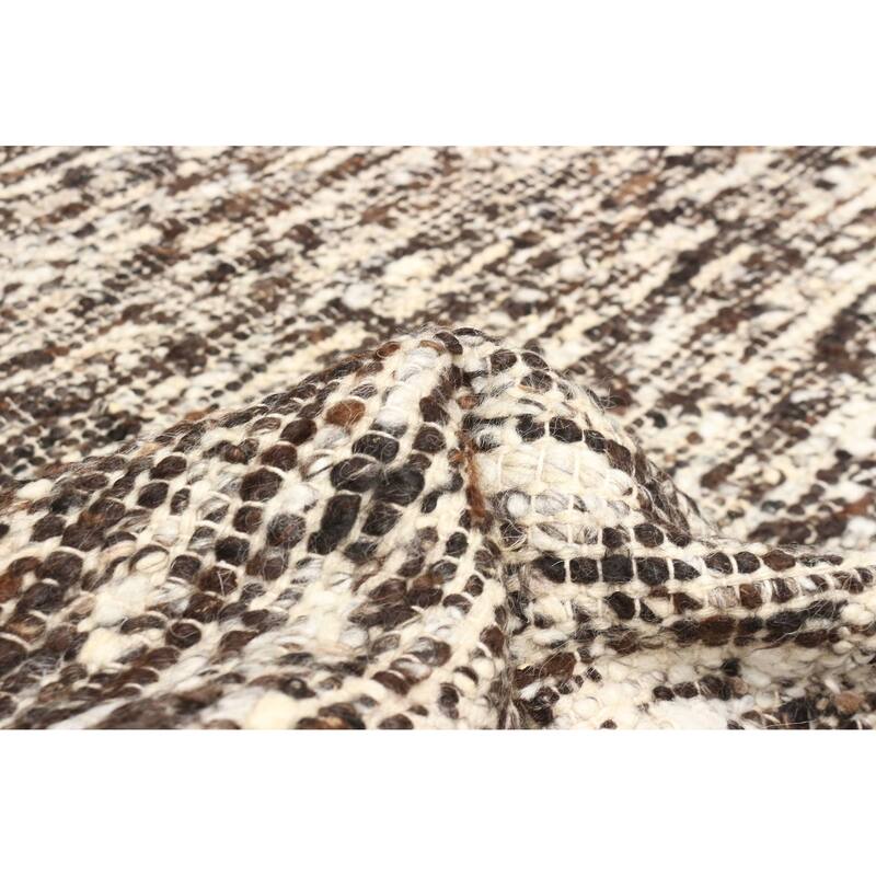 ECARPETGALLERY Braid weave Sienna Dark Brown Wool Rug - 5'1 x 7'4