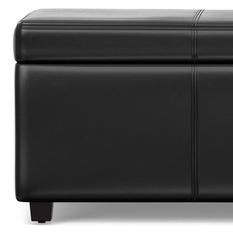 WYNDENHALL Franklin 44 inch Wide Contemporary Rectangle Storage Ottoman in Faux Leather