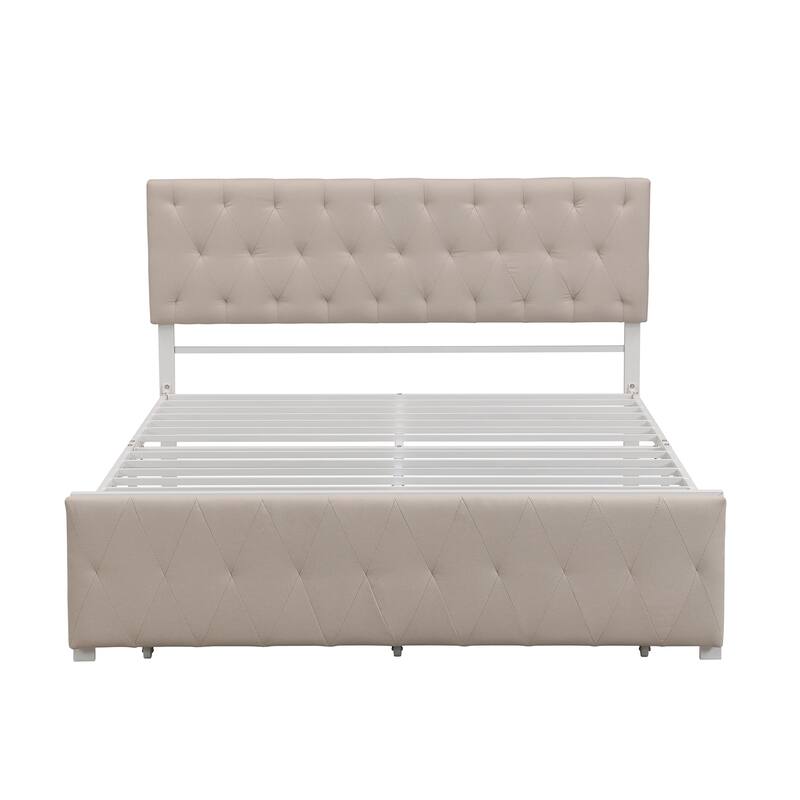 Storage Bed Metal Platform Bed with a Big Drawer