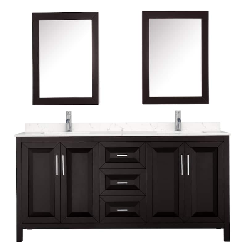 Daria 72 Inch Double Vanity, Cultured Marble Top, Medicine Cabinets