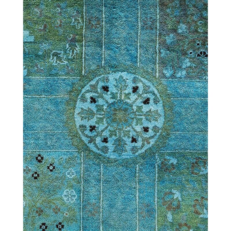 Overdyed, One-of-a-Kind Hand-Knotted Area Rug - Blue - 10' 1" x 19' 6"