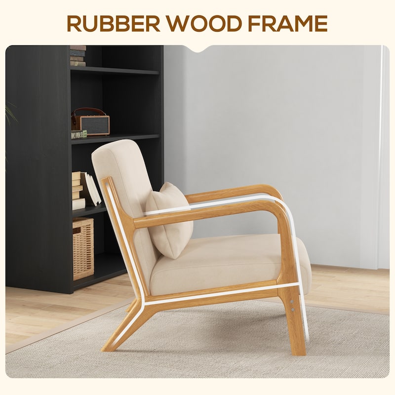 Fabric Accent Chair Armchair with Wood Legs for Bedroom