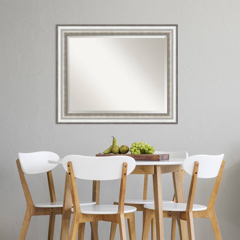 Beveled Wall Mirror - Salon Silver Frame - Salon Silver