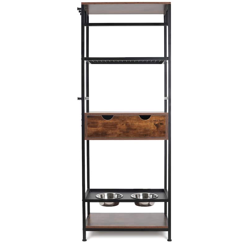 Anmytek 3-Height Adjustable Dog Feeding Station with Storage