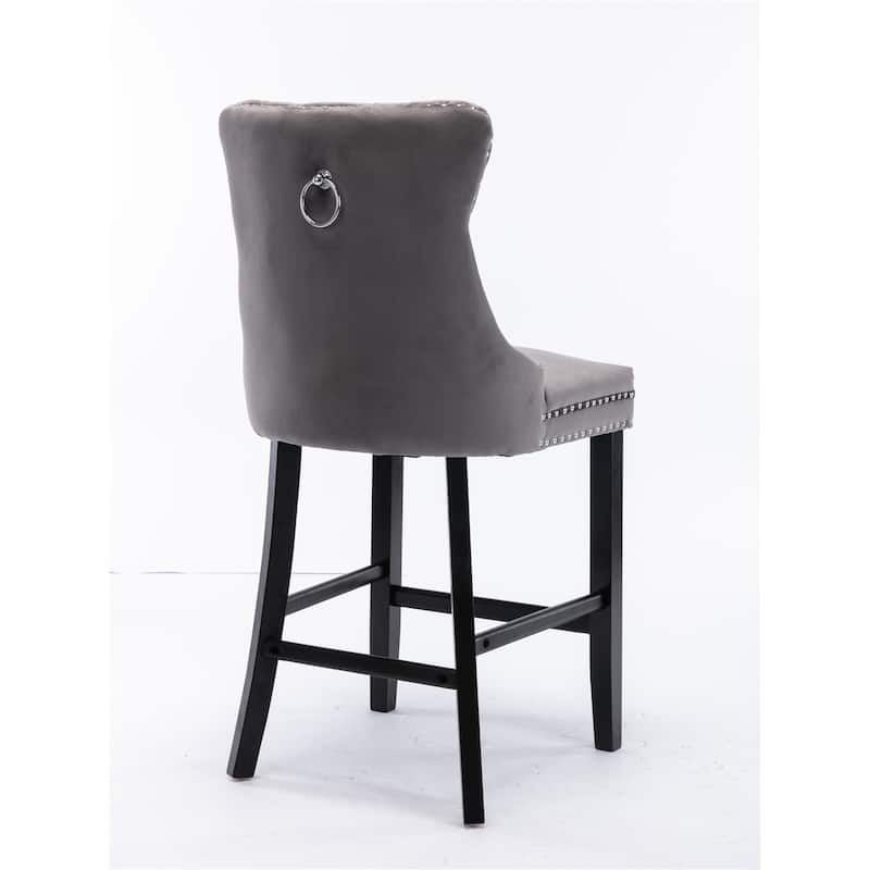 Contemporary Velvet Upholstered Barstools,Set of 2