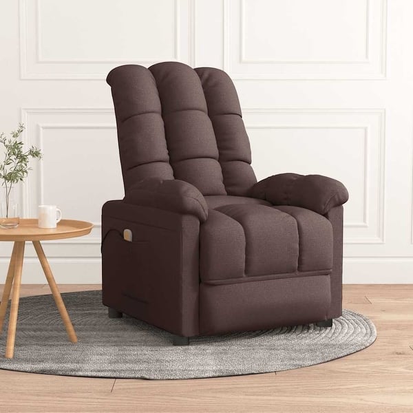 slide 2 of 10, vidaXL Massage Chair Dark Brown Fabric - 29.1" x 39" x 40.2" 29.1" x 39" x 40.2" - Dark brown