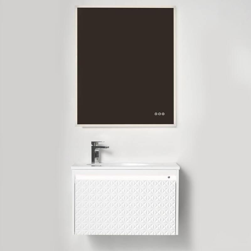 Blossom Wall Mounted Bathroom Vanity with Sink - White - 30 Inch Glossy White - Glossy