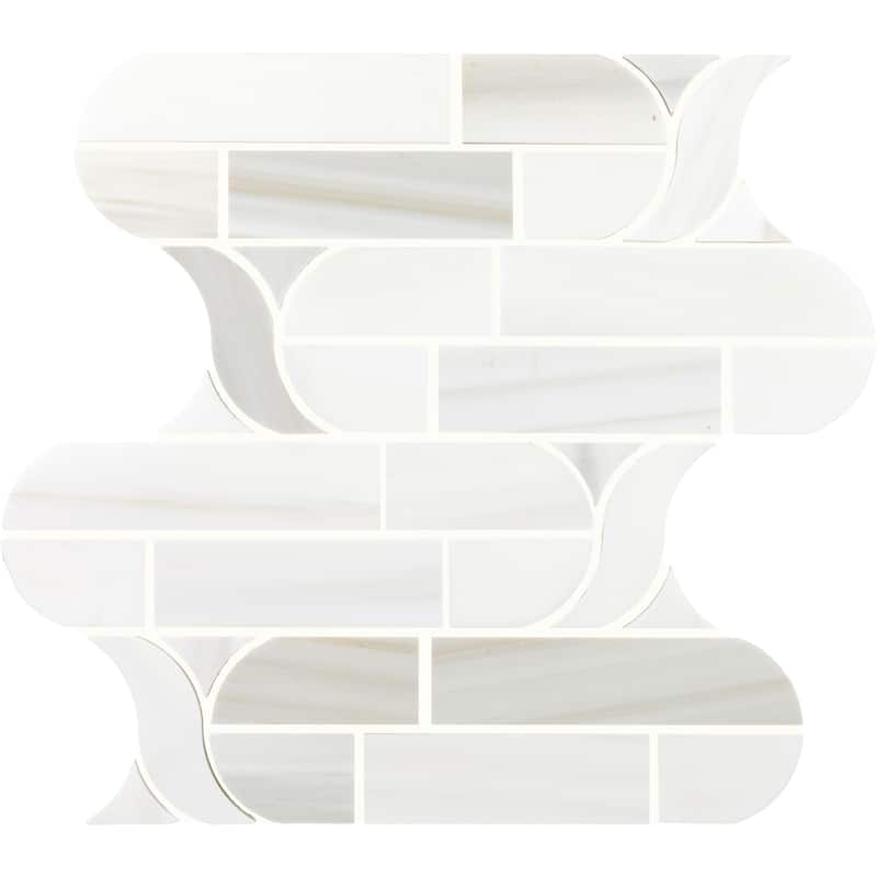 Daltile Pietra Divina Marble Natural Stone Cupola Mosaic in Polished & Honed (10 PC Per Carton) (9.60 SQFT Per Carton) - Silver