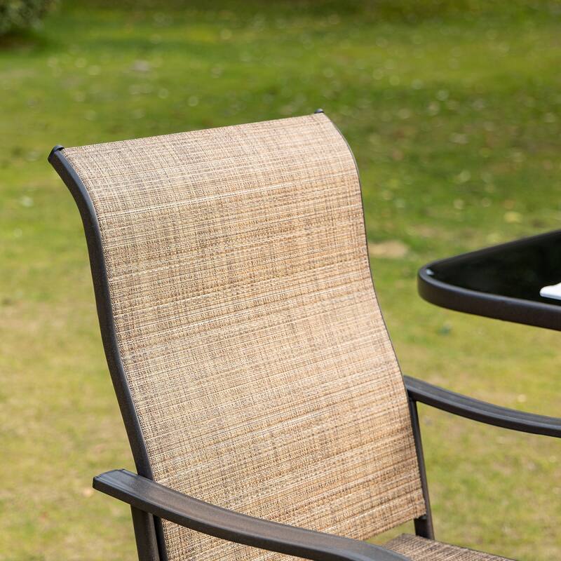 Outsunny Set of 2 Outdoor Swivel Bar Stools with Armrests, Bar Height Patio Chairs with Steel Frame for Balcony, Poolside - N/A