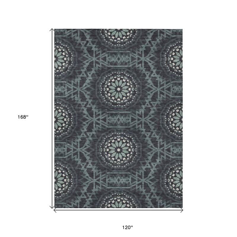 HomeRoots Floral Medallion Transitional Rectangle Outdoor Rug