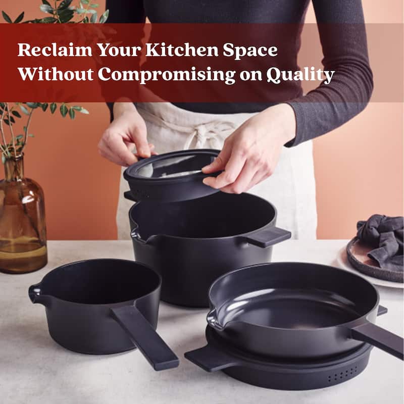 Alva Neat 5-Piece Recycled Aluminum Nonstick Cookware Set, PFAS Free