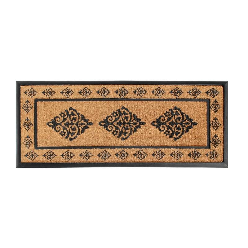 A1HC- Designer Hand-Crafted Rubber & Coir Frame Molded Double Door Mat, Perfect and more functional size - 24"X57"